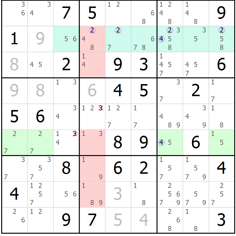 Position des candidats pour la solution de la Gr 59 page 62 du magazine de sudoku Suprême n° 023