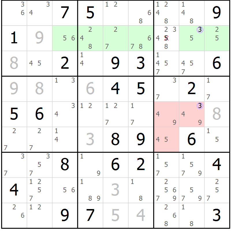 Position des candidats pour la solution de la Gr 59 page 62 du magazine de sudoku Suprême n° 023