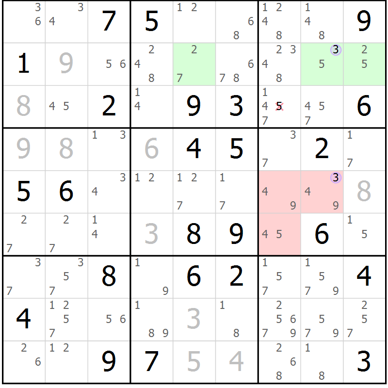 Position des candidats pour la solution de la Gr 59 page 62 du magazine de sudoku Suprême n° 023