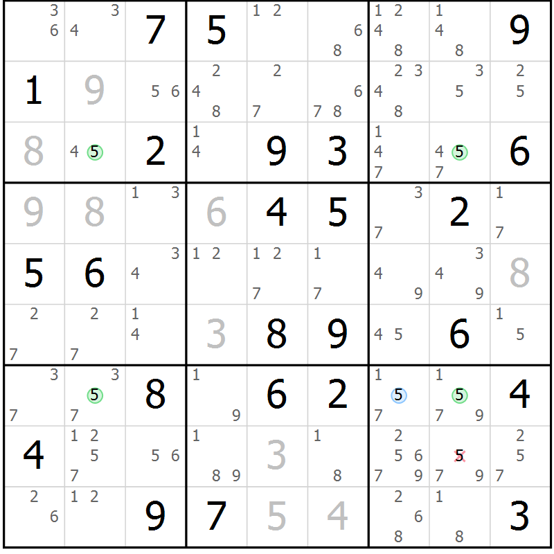 Position des candidats pour la solution de la Gr 59 page 62 du magazine de sudoku Suprême n° 023