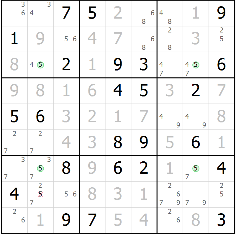 Position des candidats pour la solution de la Gr 59 page 62 du magazine de sudoku Suprême n° 023