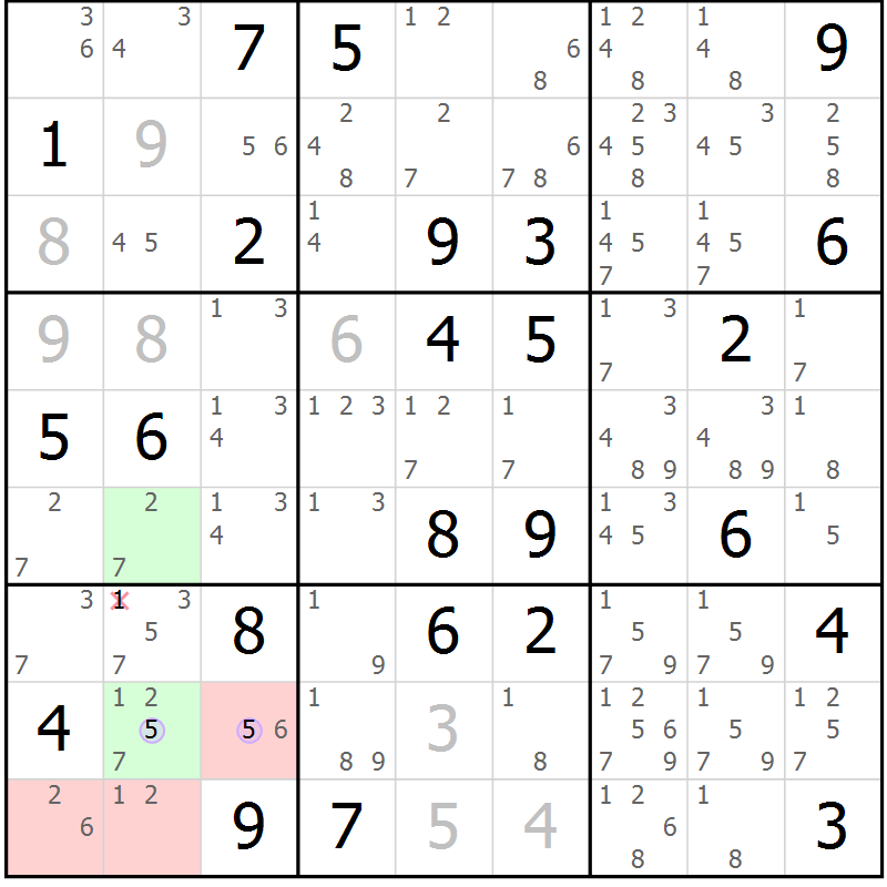 Position des candidats pour la solution de la Gr 59 page 62 du magazine de sudoku Suprême n° 023