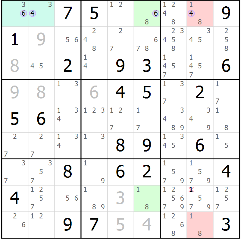 Position des candidats pour la solution de la Gr 59 page 62 du magazine de sudoku Suprême n° 023