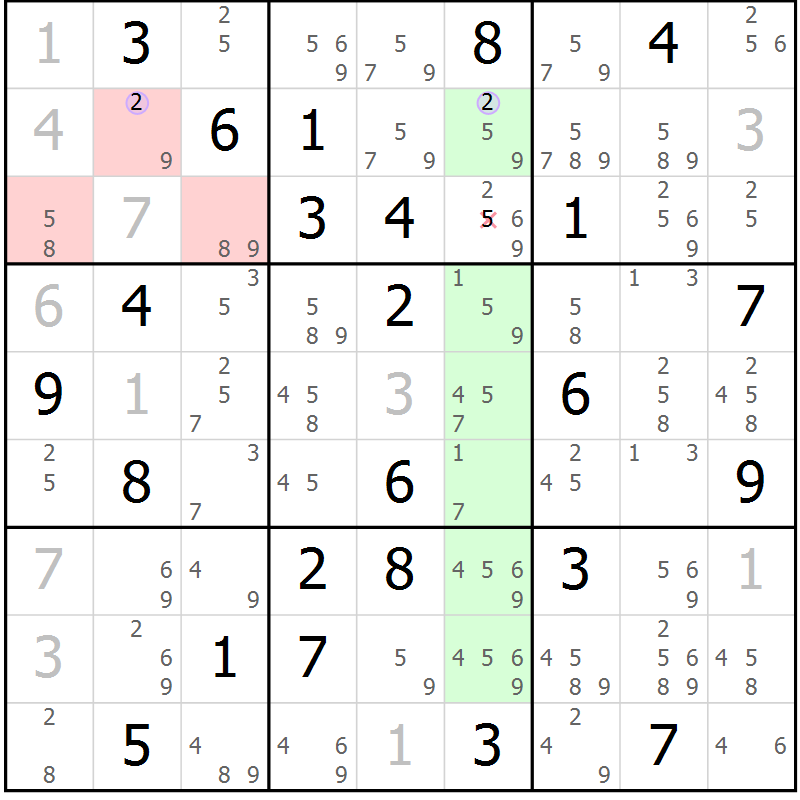 Position des candidats pour la solution de la Gr 60 page 63 du magazine de sudoku Suprême n° 023