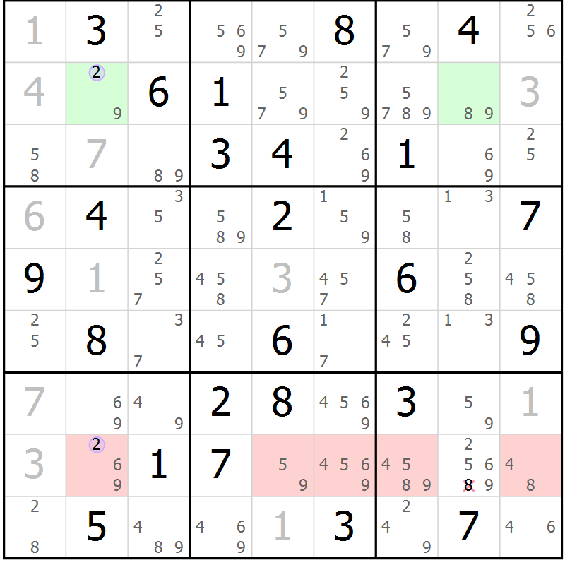 Position des candidats pour la solution de la Gr 60 page 63 du magazine de sudoku Suprême n° 023