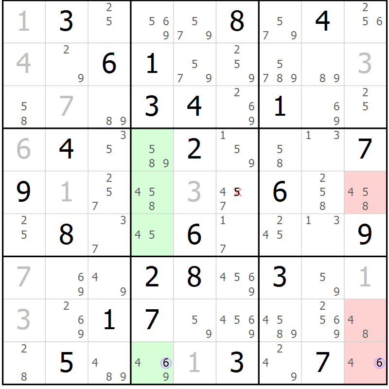 Position des candidats pour la solution de la Gr 60 page 63 du magazine de sudoku Suprême n° 023