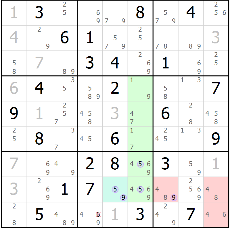 Position des candidats pour la solution de la Gr 60 page 63 du magazine de sudoku Suprême n° 023