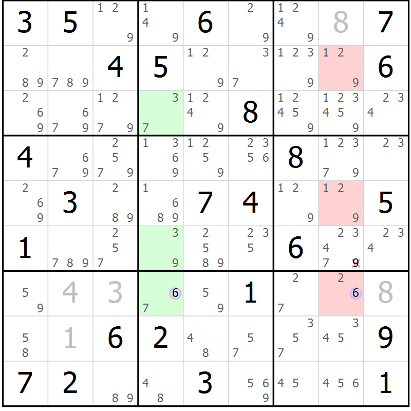 Position des candidats pour la solution de la Gr 62 page 65 du magazine de sudoku Suprême n° 023
