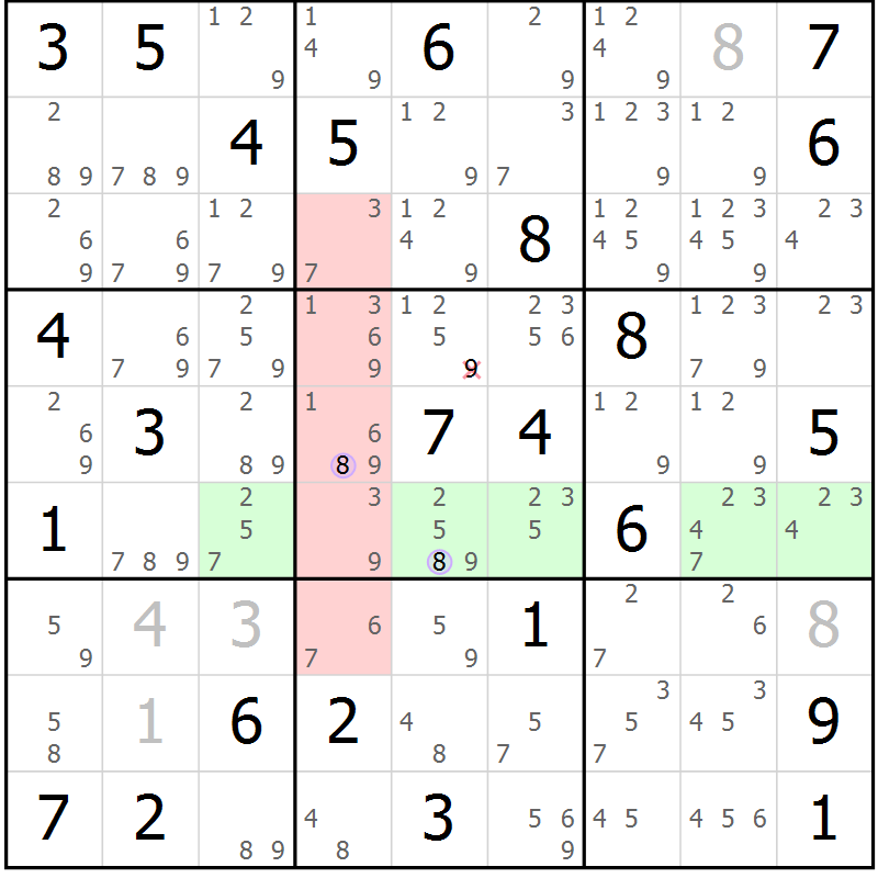 Position des candidats pour la solution de la Gr 62 page 65 du magazine de sudoku Suprême n° 023