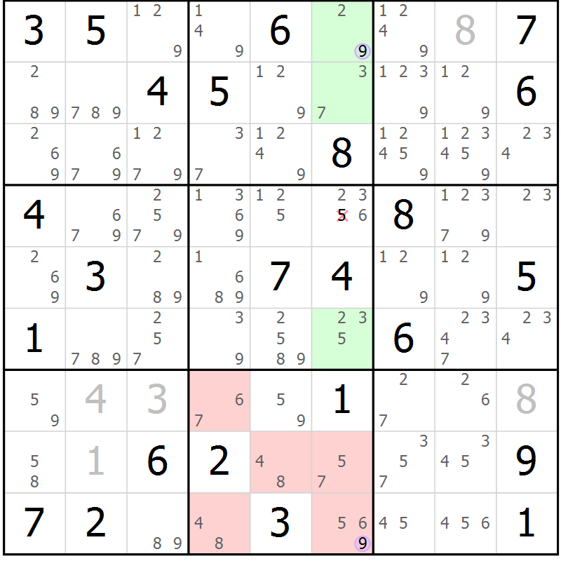 Position des candidats pour la solution de la Gr 62 page 65 du magazine de sudoku Suprême n° 023