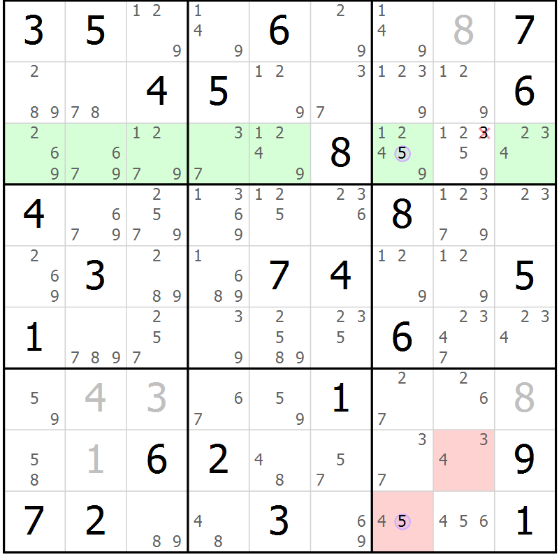 Position des candidats pour la solution de la Gr 62 page 65 du magazine de sudoku Suprême n° 023