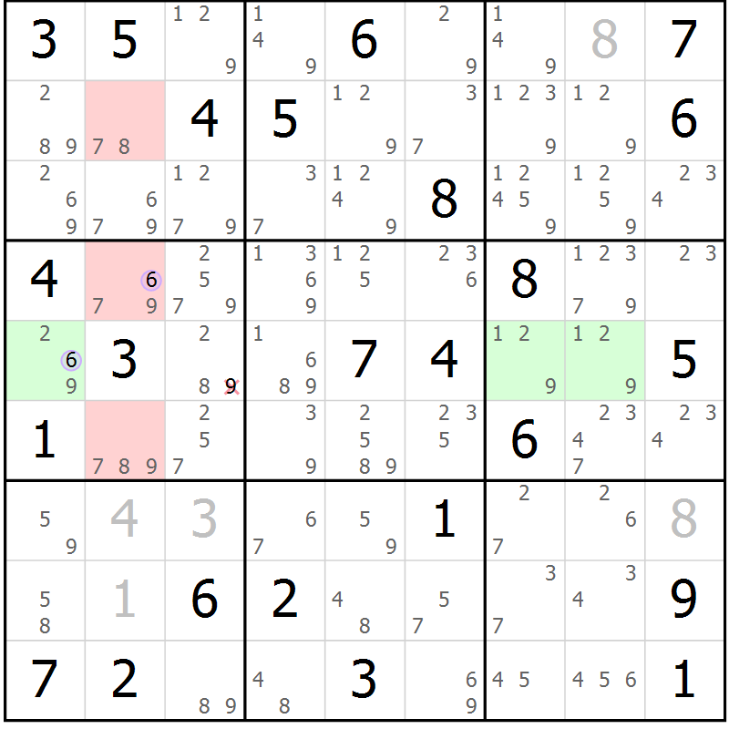 Position des candidats pour la solution de la Gr 62 page 65 du magazine de sudoku Suprême n° 023