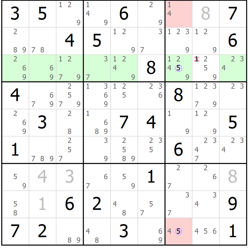 Position des candidats pour la solution de la Gr 62 page 65 du magazine de sudoku Suprême n° 023