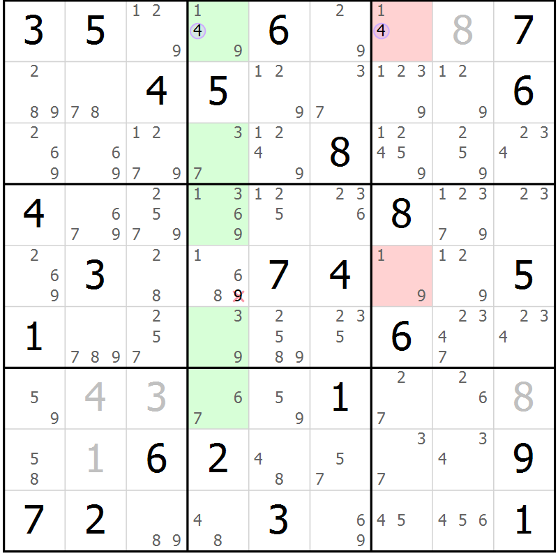 Position des candidats pour la solution de la Gr 62 page 65 du magazine de sudoku Suprême n° 023