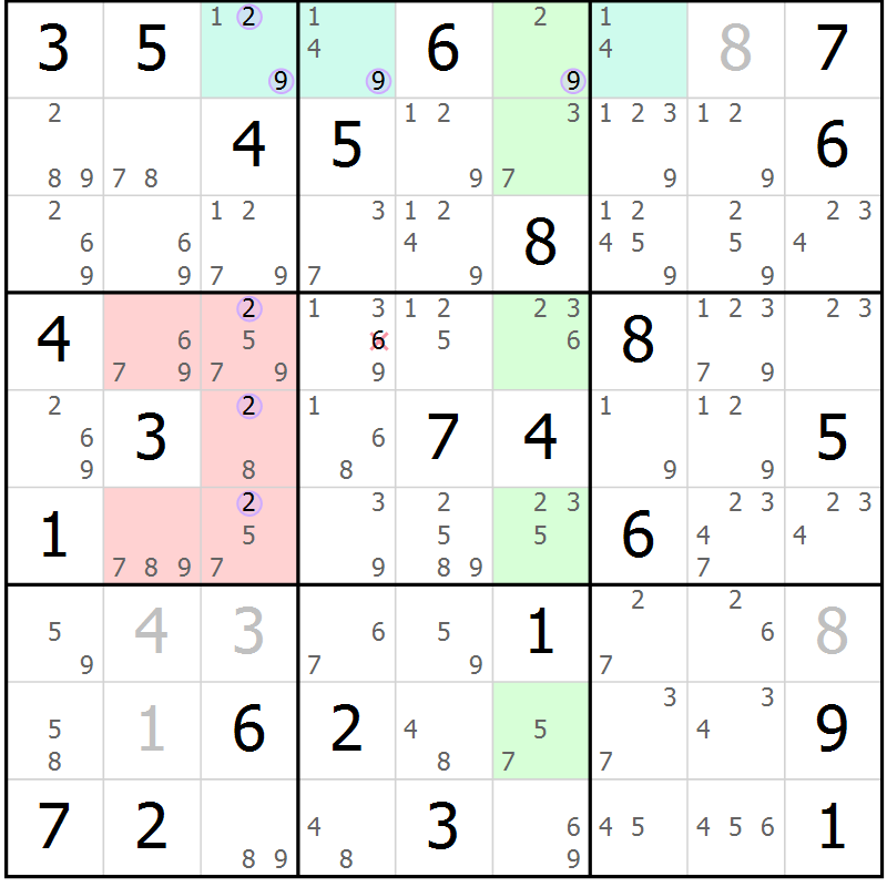 Position des candidats pour la solution de la Gr 62 page 65 du magazine de sudoku Suprême n° 023