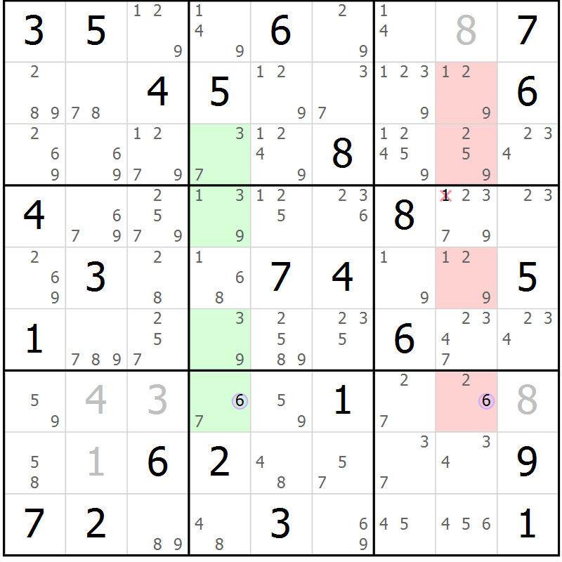 Position des candidats pour la solution de la Gr 62 page 65 du magazine de sudoku Suprême n° 023