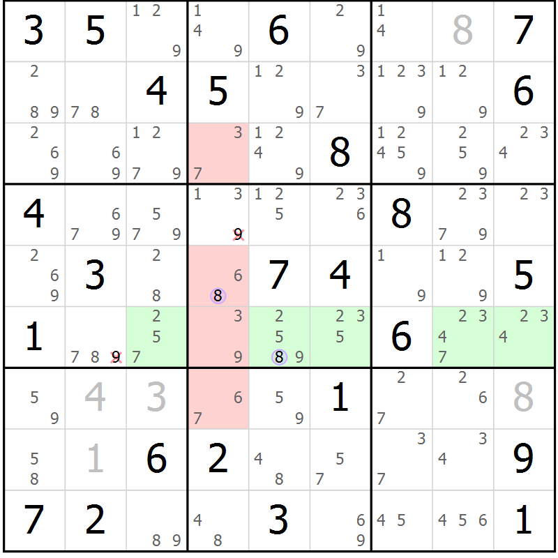 Position des candidats pour la solution de la Gr 62 page 65 du magazine de sudoku Suprême n° 023