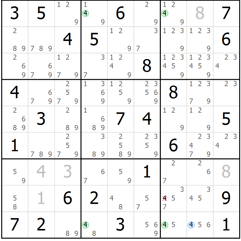 Position des candidats pour la solution de la Gr 62 page 65 du magazine de sudoku Suprême n° 023