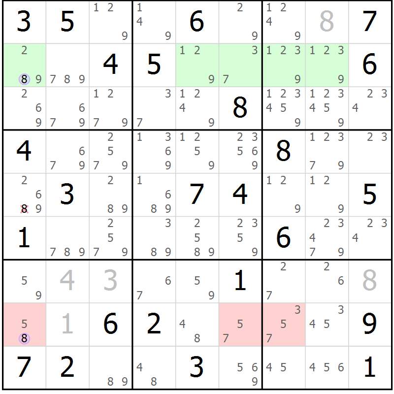 Position des candidats pour la solution de la Gr 62 page 65 du magazine de sudoku Suprême n° 023