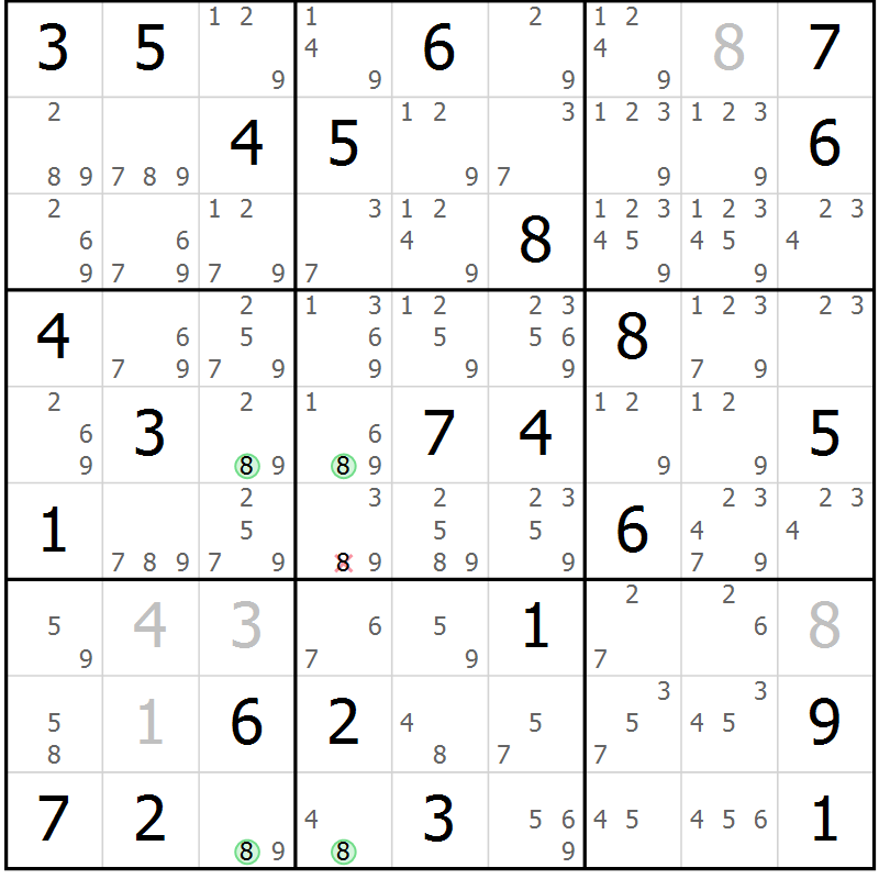 Position des candidats pour la solution de la Gr 62 page 65 du magazine de sudoku Suprême n° 023
