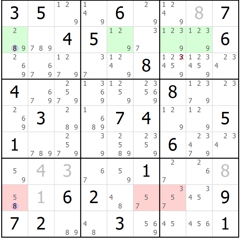 Position des candidats pour la solution de la Gr 62 page 65 du magazine de sudoku Suprême n° 023