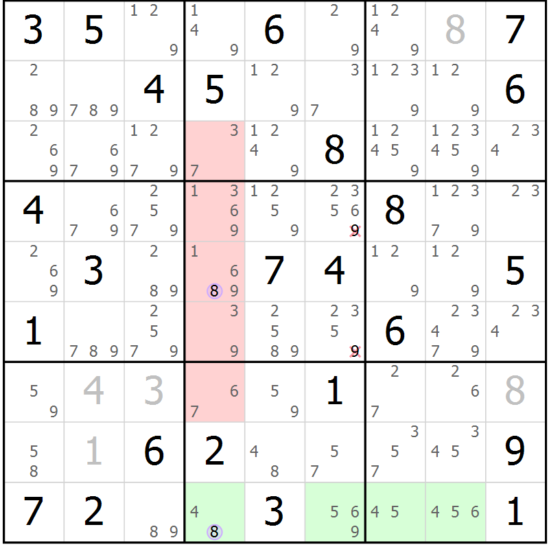 Position des candidats pour la solution de la Gr 62 page 65 du magazine de sudoku Suprême n° 023