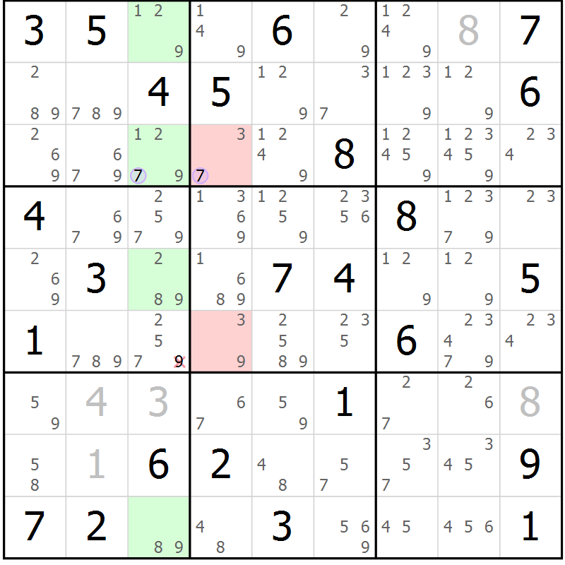 Position des candidats pour la solution de la Gr 62 page 65 du magazine de sudoku Suprême n° 023