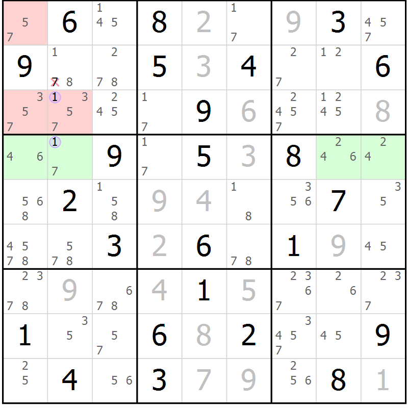Position des candidats pour la solution de la Gr 63 page 66 du magazine de sudoku Suprême n° 023