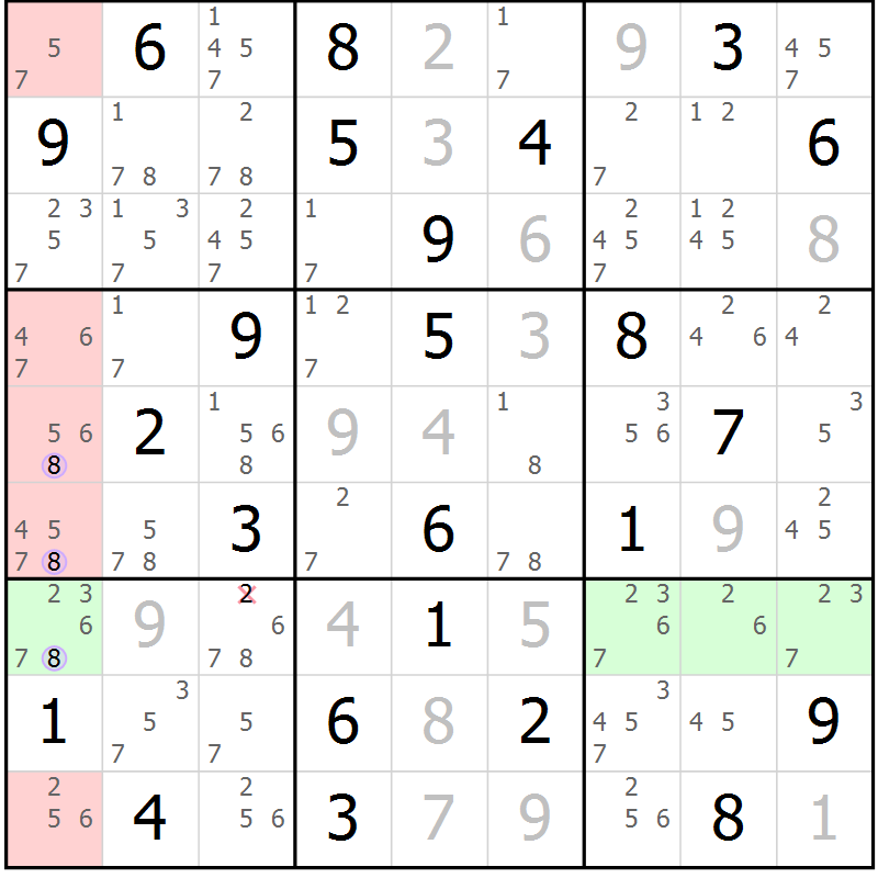 Position des candidats pour la solution de la Gr 63 page 66 du magazine de sudoku Suprême n° 023