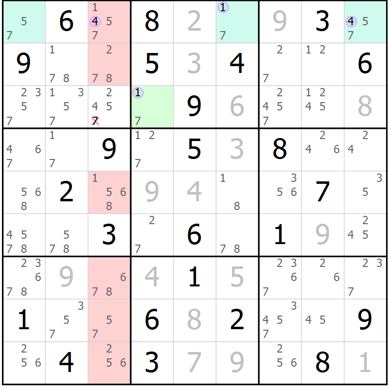 Position des candidats pour la solution de la Gr 63 page 66 du magazine de sudoku Suprême n° 023