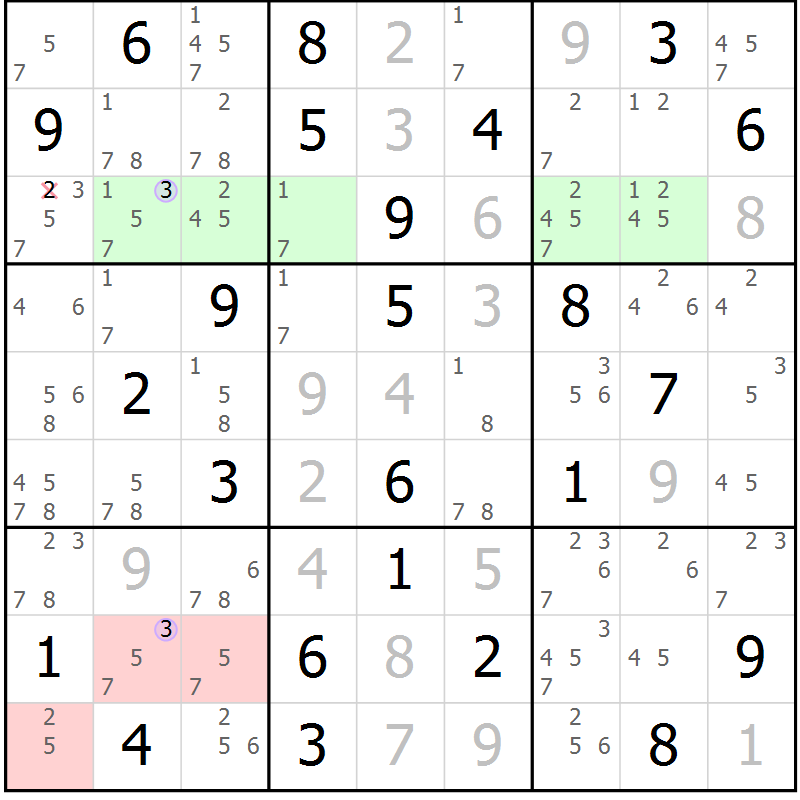 Position des candidats pour la solution de la Gr 63 page 66 du magazine de sudoku Suprême n° 023