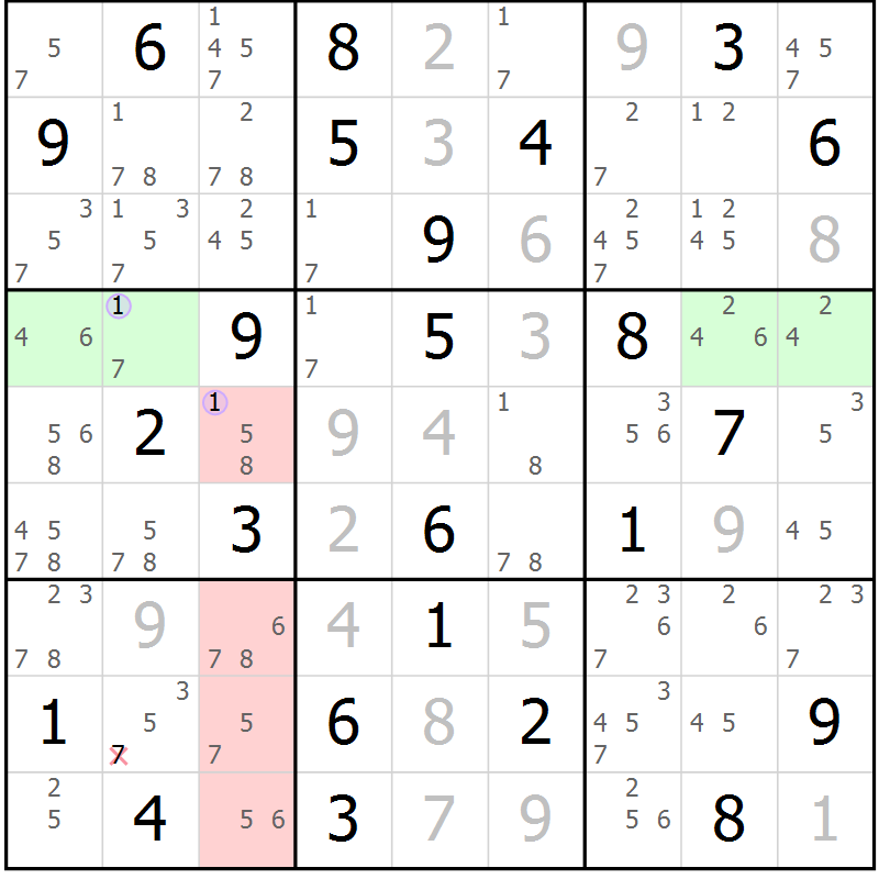 Position des candidats pour la solution de la Gr 63 page 66 du magazine de sudoku Suprême n° 023