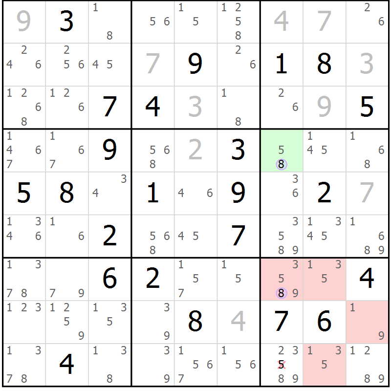 Position des candidats pour la solution de la Gr 64 page 67 du magazine de sudoku Suprême n° 023