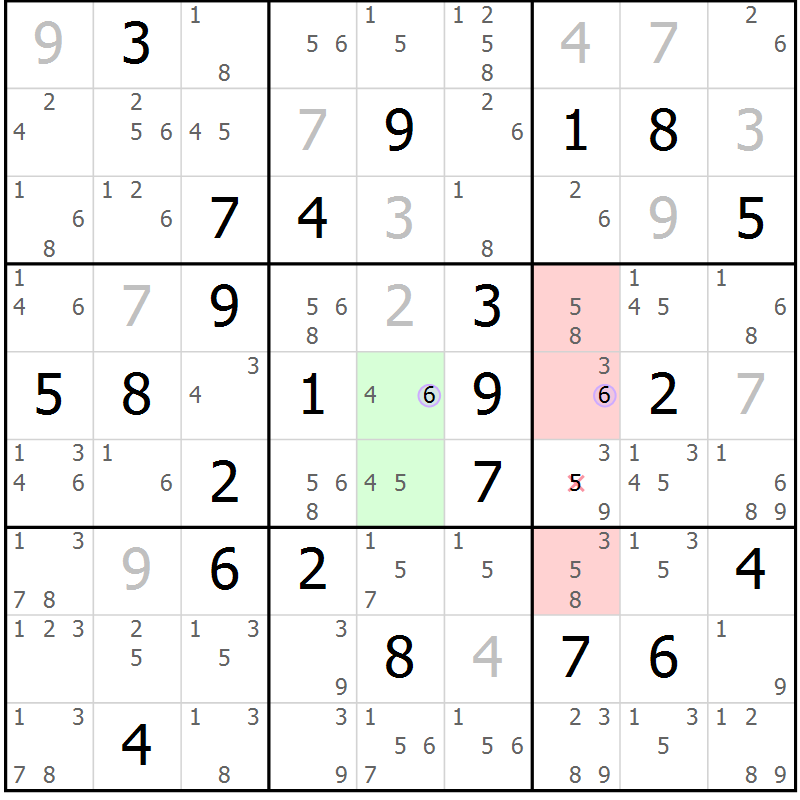 Position des candidats pour la solution de la Gr 64 page 67 du magazine de sudoku Suprême n° 023