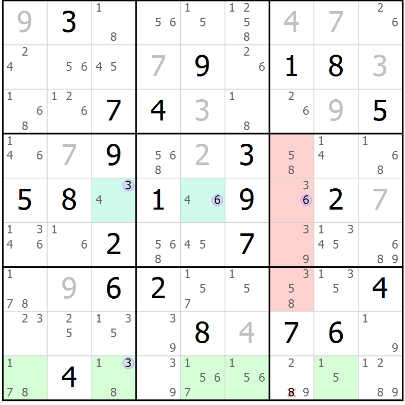Position des candidats pour la solution de la Gr 64 page 67 du magazine de sudoku Suprême n° 023