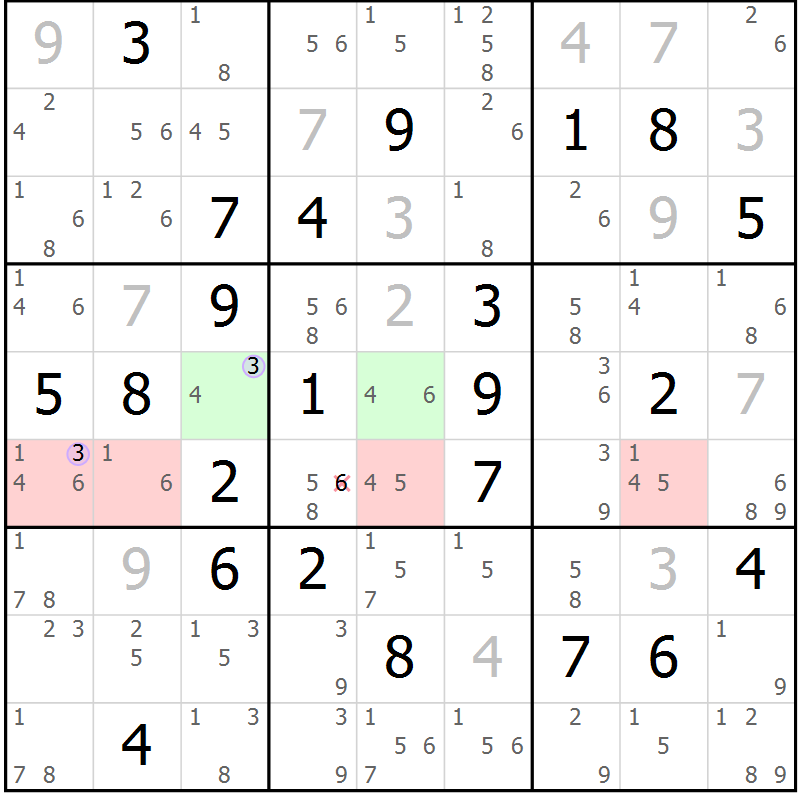 Position des candidats pour la solution de la Gr 64 page 67 du magazine de sudoku Suprême n° 023