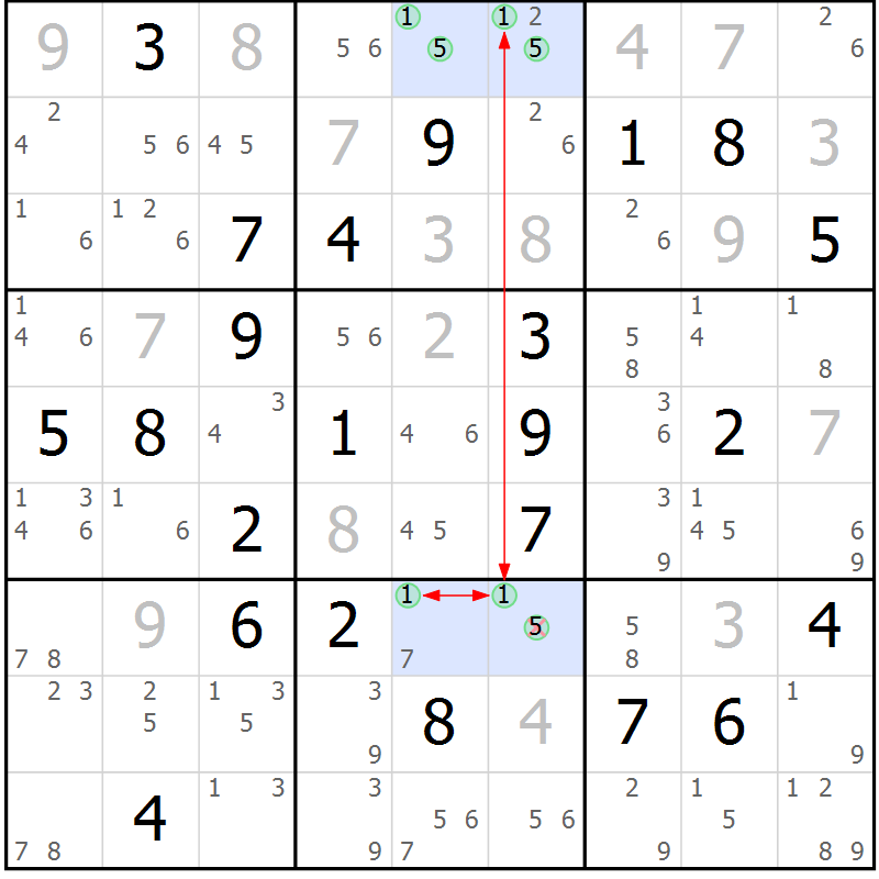 Position des candidats pour la solution de la Gr 64 page 67 du magazine de sudoku Suprême n° 023