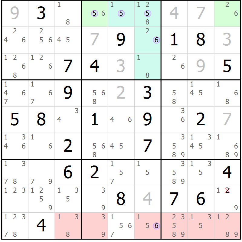 Position des candidats pour la solution de la Gr 64 page 67 du magazine de sudoku Suprême n° 023
