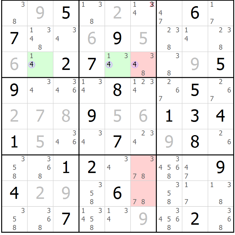 Position des candidats pour la solution de la Gr 65 page 68 du magazine de sudoku Suprême n° 023