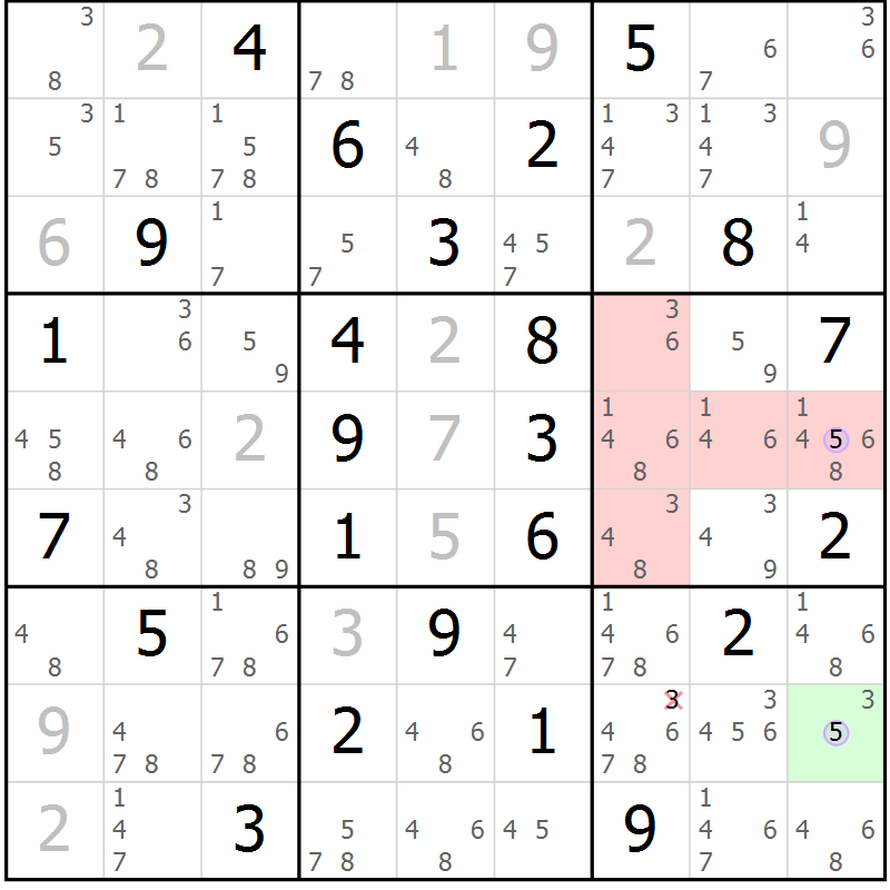 Position des candidats pour la solution de la Gr 66 page 69 du magazine de sudoku Suprême n° 023
