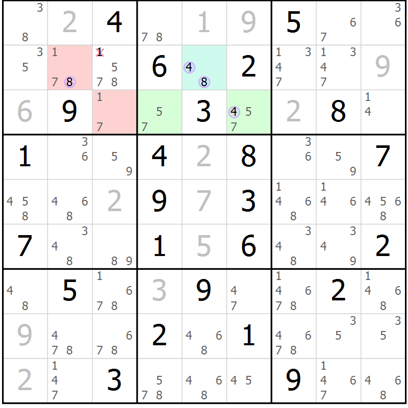 Position des candidats pour la solution de la Gr 66 page 69 du magazine de sudoku Suprême n° 023