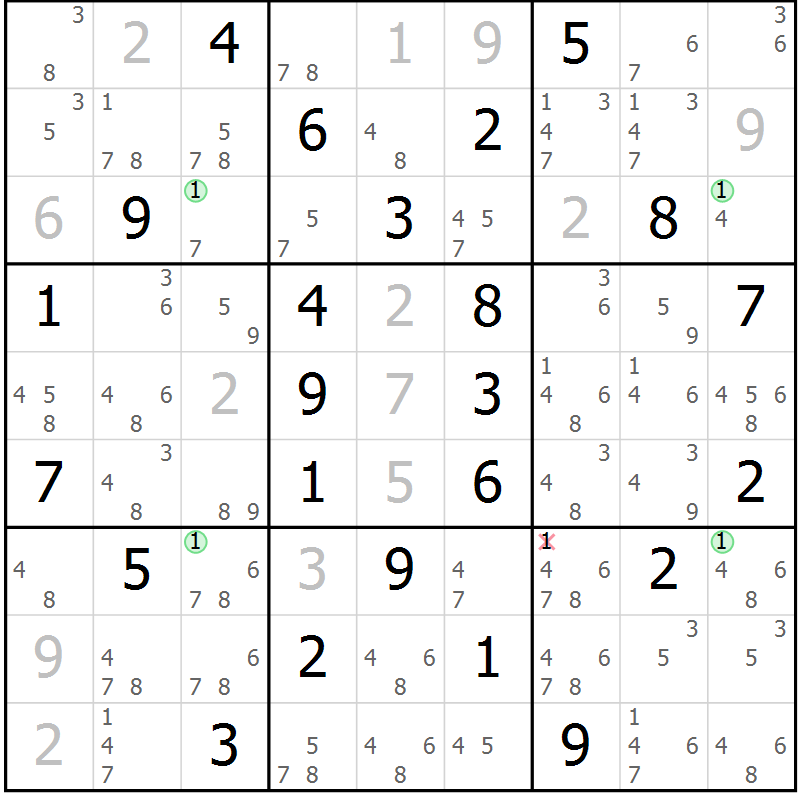 Position des candidats pour la solution de la Gr 66 page 69 du magazine de sudoku Suprême n° 023