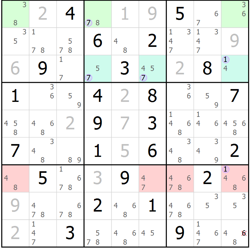 Position des candidats pour la solution de la Gr 66 page 69 du magazine de sudoku Suprême n° 023