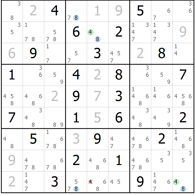Position des candidats pour la solution de la Gr 66 page 69 du magazine de sudoku Suprême n° 023