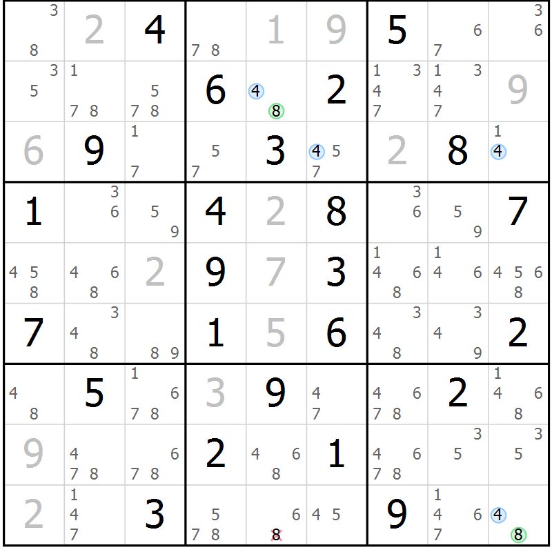 Position des candidats pour la solution de la Gr 66 page 69 du magazine de sudoku Suprême n° 023