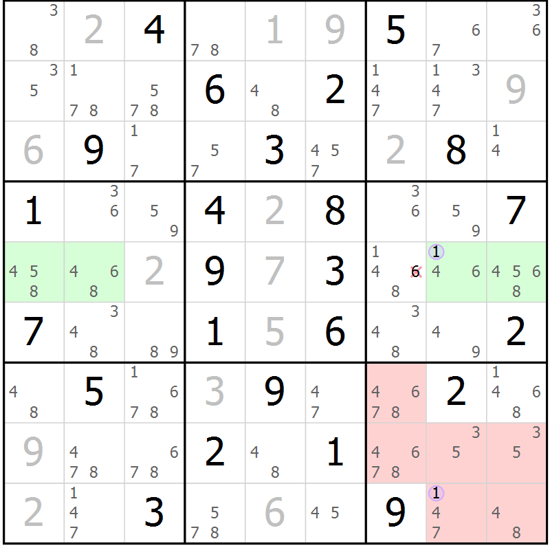 Position des candidats pour la solution de la Gr 66 page 69 du magazine de sudoku Suprême n° 023