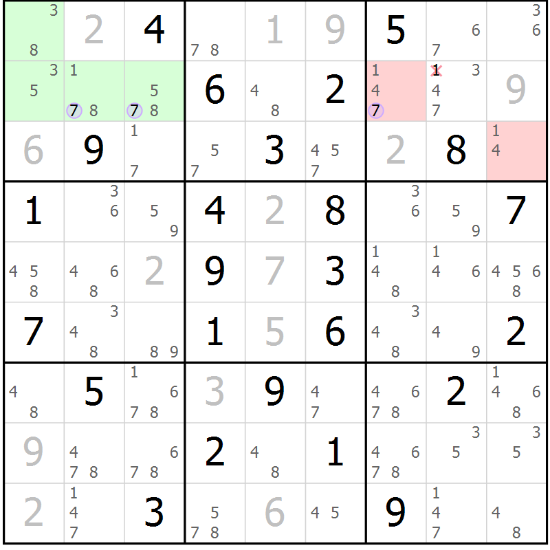 Position des candidats pour la solution de la Gr 66 page 69 du magazine de sudoku Suprême n° 023