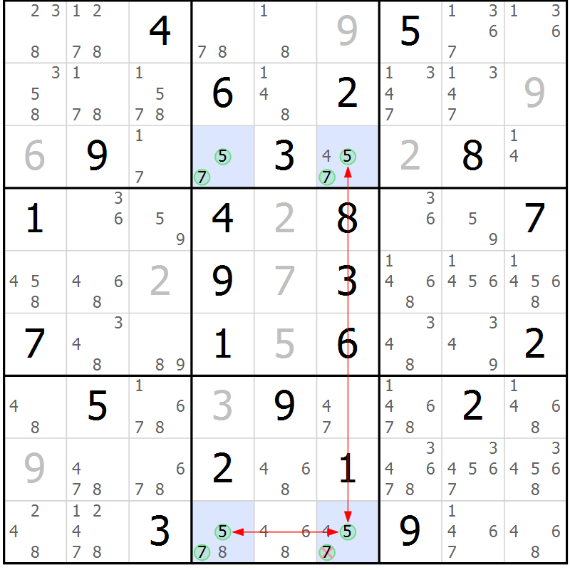 Position des candidats pour la solution de la Gr 66 page 69 du magazine de sudoku Suprême n° 023