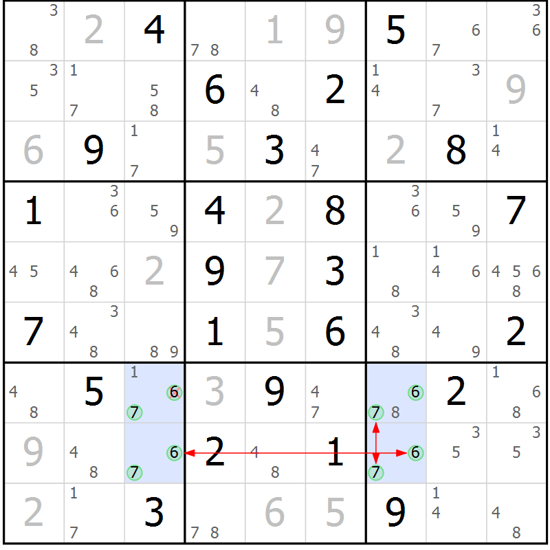 Position des candidats pour la solution de la Gr 66 page 69 du magazine de sudoku Suprême n° 023