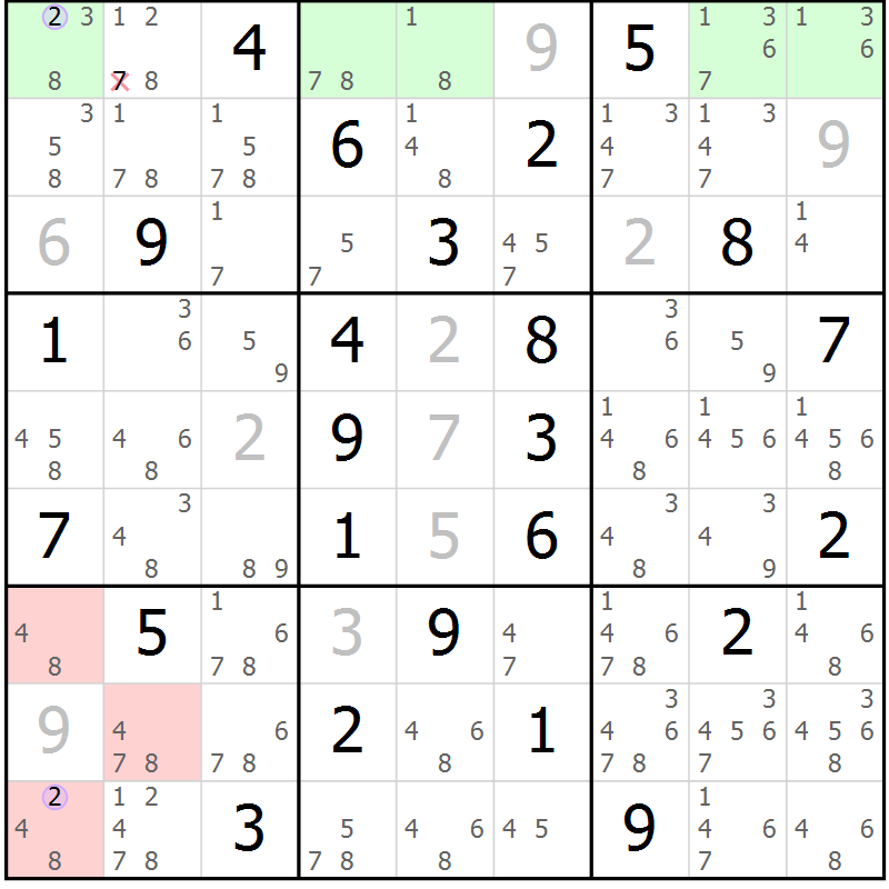 Position des candidats pour la solution de la Gr 66 page 69 du magazine de sudoku Suprême n° 023